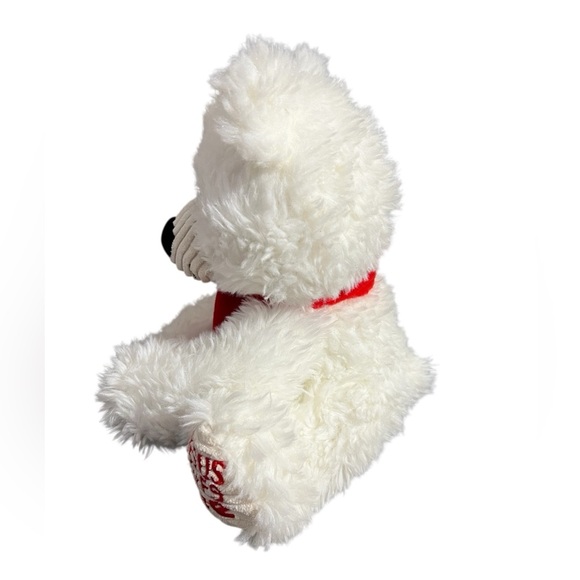 Fiesta 9.5" Scruffy Polar Bear with Red Scarf and Jesus Loves Me Embroidered - Picture 4 of 8